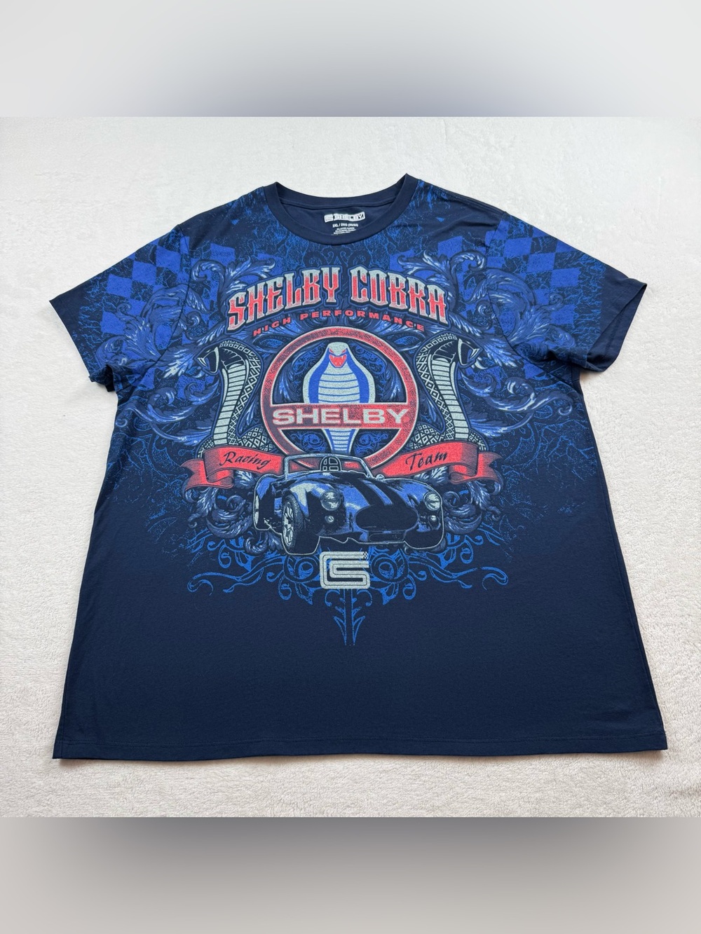 Carroll Shelby Cobra t-shirt men’s size 2XL blue graphic print racing team